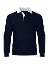 LOOSE FIT MEN'S CONTRAST COLLAR POLO NECK SWEATSHIRT